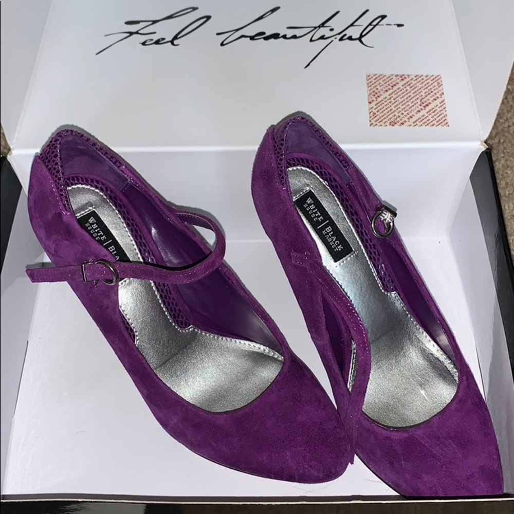white house black market purple rory heels